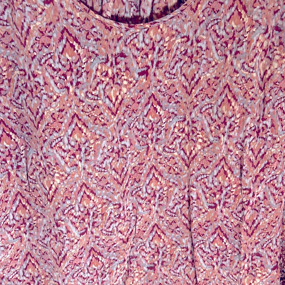 Max Studio long sleeve top size large pink blue silk light weight cottagecore - Picture 4 of 11
